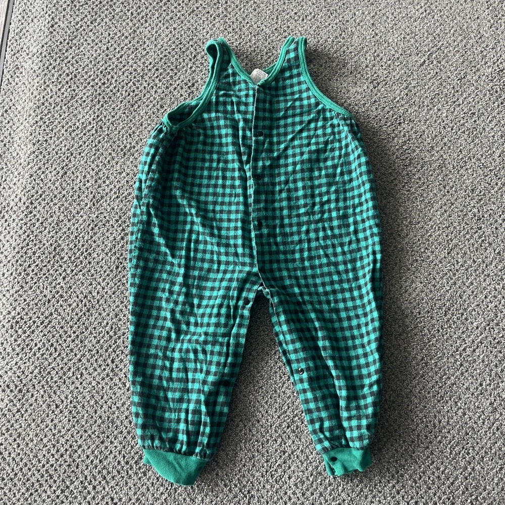 Vintage Carters One Piece Romper Plaid Flannel Overalls. Y2K. 18/24 Months. 90s